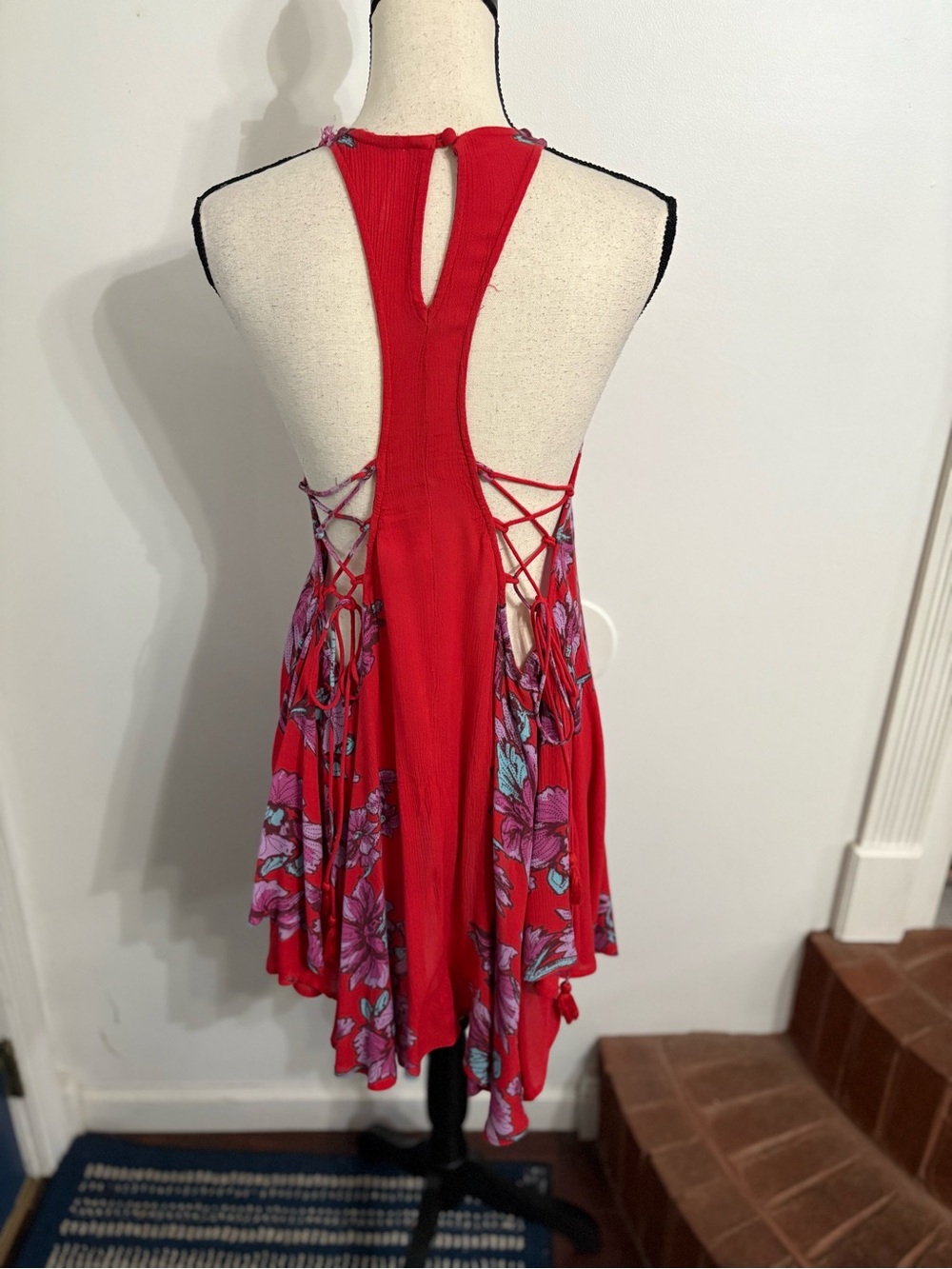 Free People paint the sun red boho side tie dress Small - Picture 4 of 9